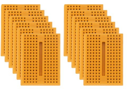 PATIKIL 12pcs Mini Breadboard, Solderless Breadboard Small Breadboard 170 Tie Points Prototype PCB Bread Board Electronics Self Adhesive Plates, SYB-170, Yellow