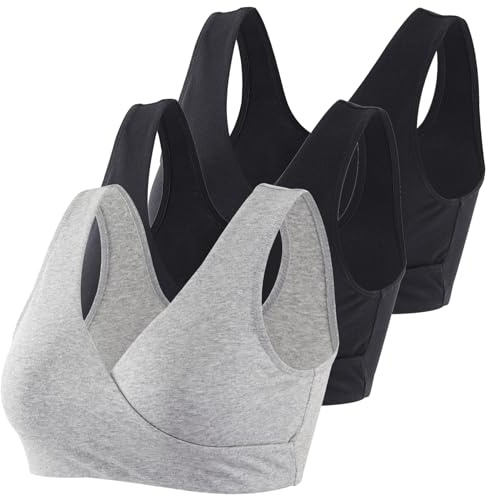HIHOSSI Reggiseni per Allattamento maternità - Reggiseno da Notte in Cotone Morbido per Gravidanza e Allattamento