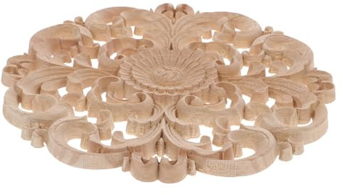 BELLIFFY Holzschnitzerei Deko Geschnitztes Holz Onlay Unbemalte Holz Applikation Für Möbel Wand Tür Dekoration Natürliches Vintage Design
