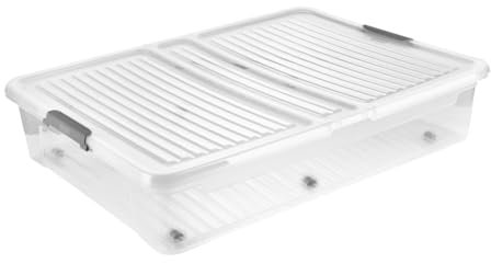 keeeper Unterbettbox mit Deckel, 77 x 58 x 16 cm, 53 L, Aufbewahrungsbox, Transparent