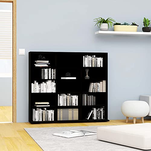 Myheimly CD-Regal DVD Bluray Medienregal Medienschrank Aufbewahrung Standregal Regalwand Bücherregal Schwarz 102x23x89,5 cm Holzwerkstoff