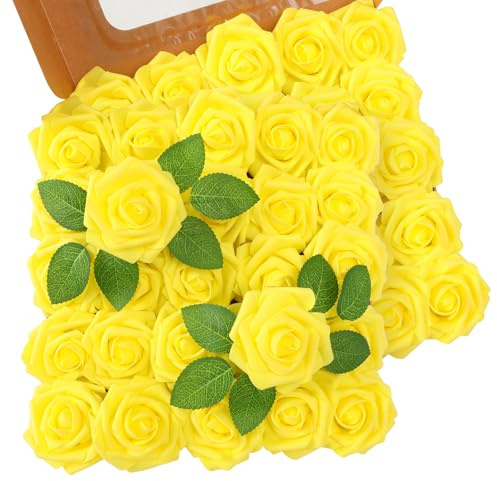JUSTOYOU künstliche Rosen Blumen (50, Gelb)