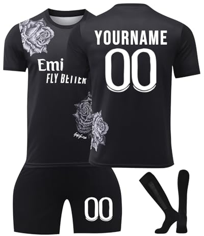 Générique DIY Maillots et Ensembles et Enfants de Football Strips Personnalisés Maillots de Soccer 24 27 Home Away avec Nom et Numéro T-Shirt de Football Gifts pour Adultes et Enfants