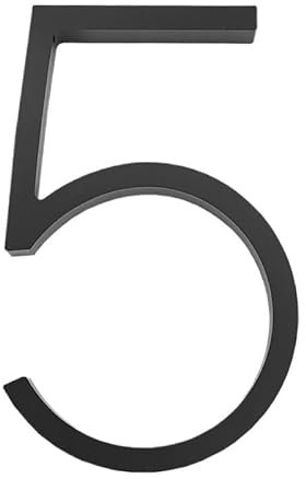 House Number Plaques 5 Inch Self-Adhesive House Number Door Numbers for Mailbox Address Home Apartments Name Plate Office Hotel Room Door Numbers(Black No.5)