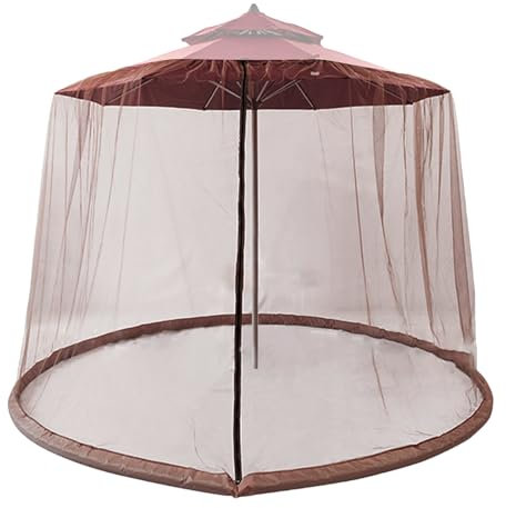 Zanzariera per ombrellone da giardino, rete per tavolo da giardino, rete da giardino, ombrellone da tavolo per esterni, rete parasole con cerniera da 9,8 x 2,1 m