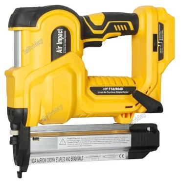 Fabricante de clavos, Pistola Clavadora/grapadora Eléctrica Inalámbrica 2 En 1 De 18V Con 200 Uds. De Clavos F50 Y 9032(K432) Compatible Con Batería De Litio De La Serie B De 18v(Yellow)