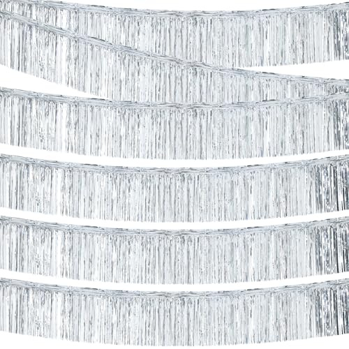 Metallic Girlande Silber, 18m Partydeko für Hochzeit, Geburtstag,Silber | Karneval | Glitzer Hängedekoration