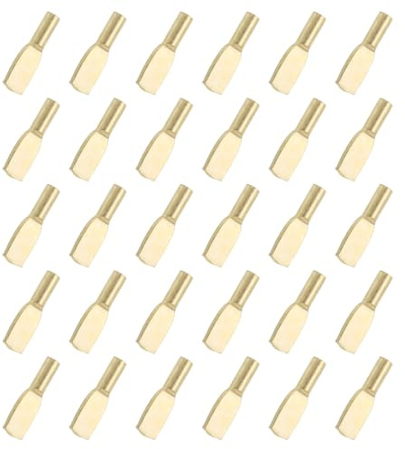 QUARKZMAN Regalstützstifte 60 Stück 6mm Regalhalterungen Schrankklammern Löffelform Für Küchenmöbel Bücherschränke Vitrinen Und Kleiderschränke Gold