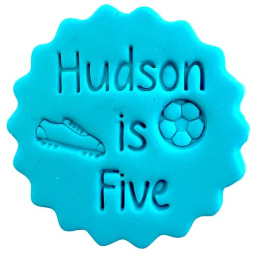 Personalised Cookie Stamp with Free Scallop Cutter, Birthday Age Collection, 5cm Acrylic Biscuit Embosser, Food-Safe Plastic Baking Tool, Fits M&S All Butter Biscuits (Design 15)