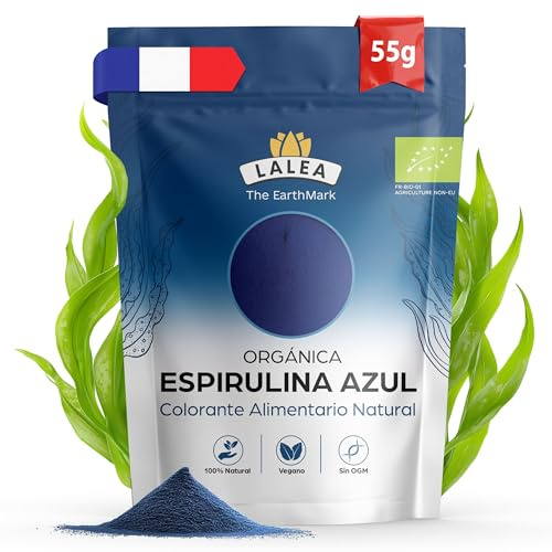 LALEA Espirulina Azul Ecológica en Polvo 55g – Spirulina Azul – Blue Spirulina Powder (Ficocianina) – Vegan Colorante Alimentario Natural (E18) – Para Smoothies, Bebidas, Postres, Repostería
