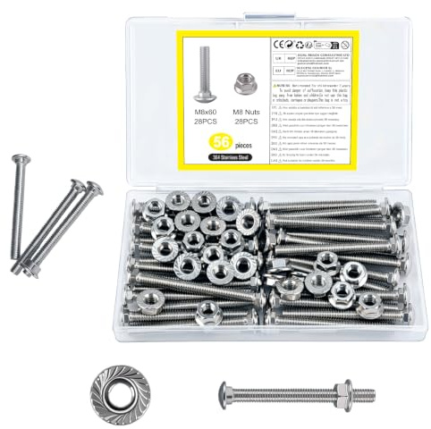 28 Pcs Tornillos de Cabeza Redonda Plana M6 x 60 mm