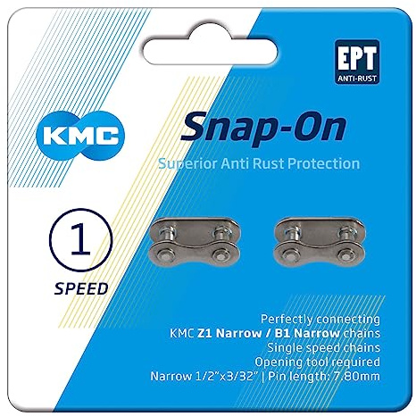 KMC Unisex – Erwachsene Snap-On Verschlussglied Narrow EPT Fahrradkette, schwarz, 1size