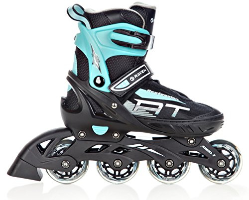 RAVEN Profession Inlineskates Inliner für Kinder und Erwachsene OPTIONAL 2in1 mit Schlittschuhen verstellbar (Black/Mint ohne Kufen 38-42 (25cm-27,5cm))