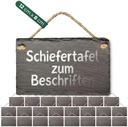 Schiefertafel zum Aufhängen mit Juteband Memotafel Kreidetafel Wandeko (24, 8 cm Tafel)