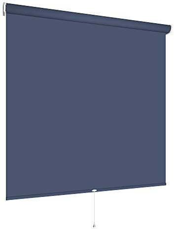 Springrollo Mittelzugrollo Schnapprollo viele Größen und Farben Montage Träger Metall Rollo Vorhang Blickdicht lichtdurchlässig Fenster Sonnenschutz Sichtschutz Blendschutz (60 x 180 cm, Dunkelblau)