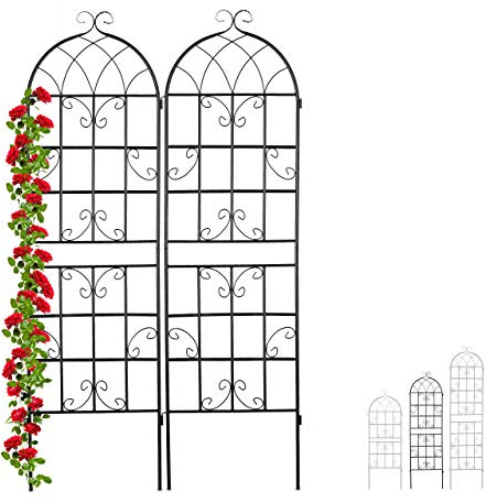 Relaxdays 6 x Rankgitter Metall, zum Stecken, Rankhilfe für Kletterpflanzen, Blumengitter 180 x 50 cm, Spalier Garten, schwarz