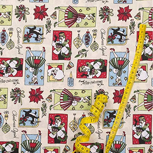 Baumwollstoff Weihnachten Retro Vintage – Stoff Meterware Weihnachten Kinderstoff, Weihnachtsstoff Baumwollstoffe Weihnachtsmotive