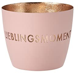 Gift Company - Windlicht, Teelichthalter - Madras - Lieblingsmoment - Porzellan - Blush/Gold - (ØxH) 10 x 8,5 cm - Größe M