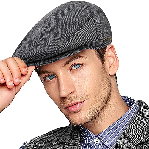 Wantonfy Barett Cap Herren Schiebermütze chirmmütze Gatsby Schirmmütze Newsboy Flat Cap Baskenmütze 1920 Stil Gatsby Kostüm Accessoires