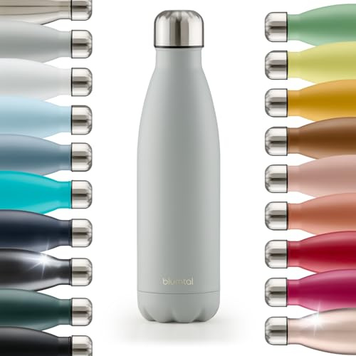 Blumtal Thermosflasche 500 ml Edelstahl - auslaufsichere Isolierflasche - BPA-freie Trinkflasche Edelstahl kalt & warm - doppelwandige Thermoflasche - Trinkflasche 500 ml Ultimate Grey - Grau