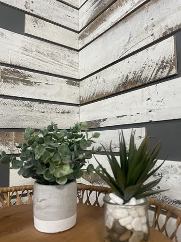 Vintage Harvest Whitewashed Reclaimed Barn Wood Wall Planks- Rustic Kiln Dried Wood Panels, Easy to Install, DIY a One of a Kind Look for Your Home (10 Square ft.)