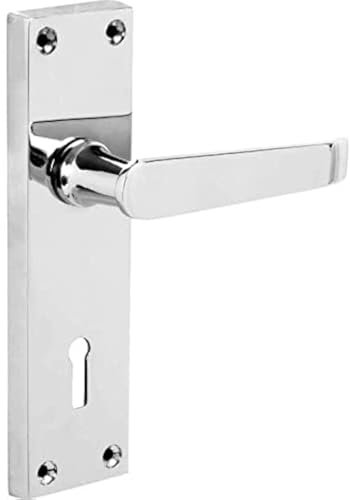 Designer Levers - Victorian Straight Lever Door Handles - Polished Chrome - 1 Pair - Locking Door Handle