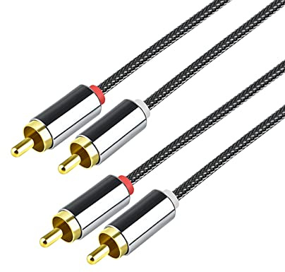 Eono Câble Audio 2RCA Mâles vers 2RCA Mâles, 3m Câble Cinch Audio Stéréo Compatible avec HDTV, Hi-FI Home Cinéma, CD, Ampli Télévision, Barre de Son TV