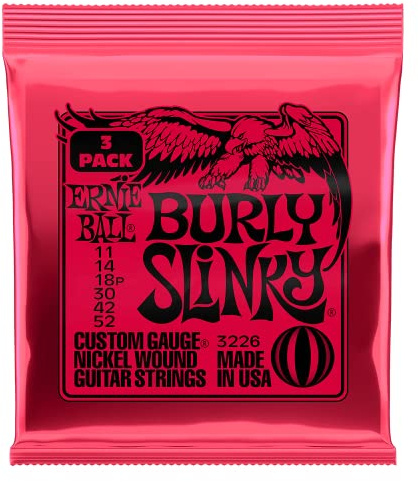 Ernie Ball Burly Slinky Nickel Wound Electric Guitar Strings 3 Pack - 11-52 Gauge