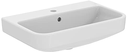 Ideal Standard - i.life S, Lavabo da 60cm con profondità ridotta a 38cm con foro centrale per la rubinetteria e troppopieno, Bianco