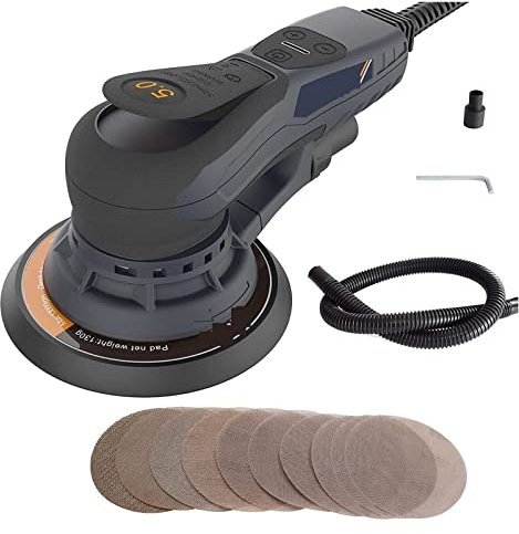 Pulidora de búfer de Coche Lijadora Orbital aleatoria Sin escobillas 350W 3A Máquina de lijadoras orbitales con Cable eléctrico de Velocidad Variable multifunción Pulido for molienda de Metales/Auto