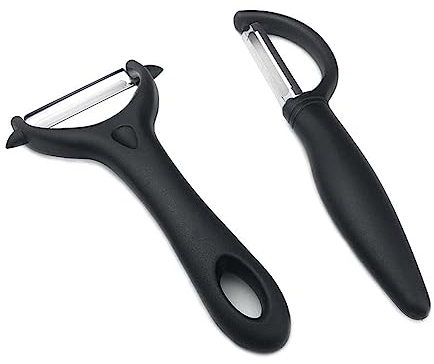 SJBAUTYO 2pcs Pelapatate Girevole,Pelapatate universale con lama affilata a pendolo,Pelapatate e verdure a Y,manico antiscivolo, lame rotanti e affilate in acciaio inossidabile