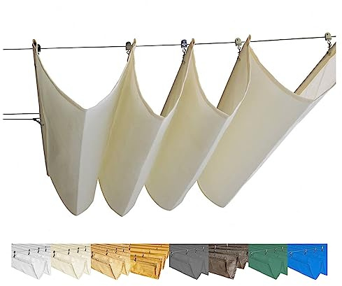 LXBAMKEA Shade Sails, Retractable Wave Canopy Pergola Cover, UV Shield 95% Sun Protection Roof Awning, Outdoor Deck Patio Backyard Garden Shelter With Mounting Kit