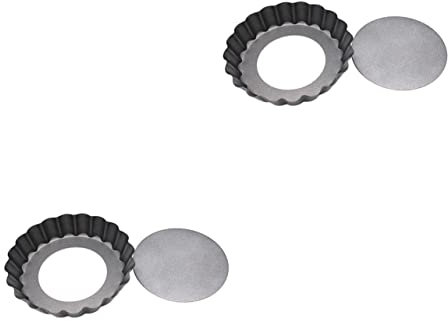 OQHAIR 18 Pcs 4 Loaf Bread Pan Round Griddle Tart Mold Tart Plate Muffin Bakeware Pie Mold Cake Moulds Mini Black Baking Mold Cake Tools (Blackx2pcs mediumx2pcs)