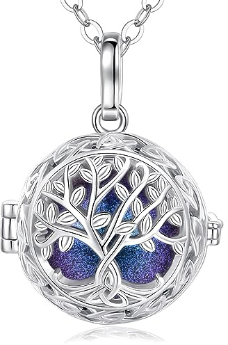 EUDORA Harmony Ball Collier de Grossesse pour Femme, Arbre de Vie Abgel Appelant Pendentif Musique Carillon Souhaitant Bell Mexico Ball Bijoux Cadeau, 45 + 30