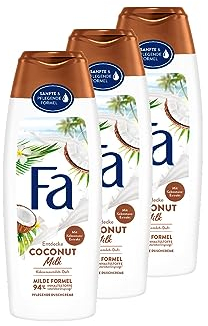 Fa Pflegendes Duschgel Coconut Milk mit natürlichem Kokosnuss-Extrakt und dem exotisch-pflegenden Duft von Kokosnussmilch, 3x 250 ml