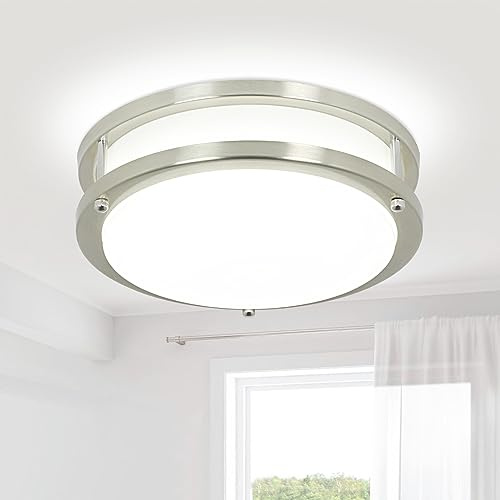 Depuley Deckenlampe LED Deckenleuchte Rund 24W, 3000K-6000K, 1920LM, Modern Led Lampe wohnzimmer Badezimmer Badlampe Küchenlampe für Bad Flur Schlafzimmer Wohnzimmer Balkon Keller - Ø 25 CM (Silber)