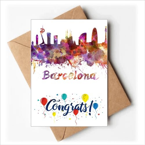 Barcelona Spanien Stadt Aquarell Hochzeitskarten Glückwunsch Gruß Umschläge