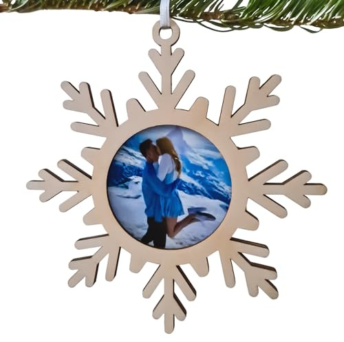 Suzu Papers Weihnachtskugel Foto - Weihnachtskugel mit Bild: Personalisierte Foto Weihnachtskugeln (Schneeflocke)