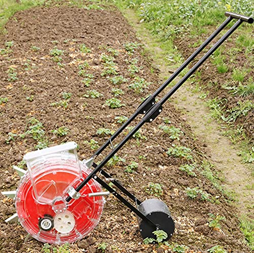 OSBELE Garden Seeder, Precision Push Seeder, Adjustable Pitch Manual Seeder, Lawn and Garden Compost Spreader, for Plants Corn, Bean, Vegetables,8Holes