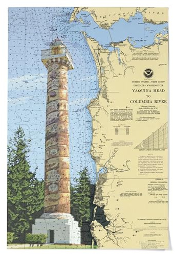 Lantern Press 36x54 Inch Giclee Print, Astoria Column, Oregon, Nautical Chart