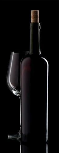 artissimo Glasbild Küche 30x80 cm Bild Küche Weinflasche AG5460A – Weinbild Hochformat schmal, Wandbild Wein modern rot schwarz