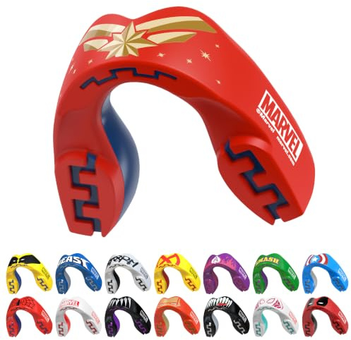 Marvel Captain America Sport Zahnschutz Erwachsene/Kinder Sport Mundschutz | Für alle Vollkontakt-Sportarten einschließlich Rugby, MMA, Kampfsport, Kickboxen, Judo, Hockey & Boxe