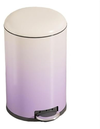 DZYHFCO Corbeille à papier ronde à pédale en acier inoxydable avec couvercle à doublure amovible pour salon, chambre à coucher, bureau (violet, taille M) (violet, taille L)