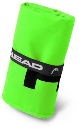 HEAD Active Fluo - Asciugamano Microfibra con Elastico, Asciugamano Palestra Leggero a Rapida Asciugatura Valido come Telo Multiuso, Asciugamani Bagno Assorbente Salvaspazio da Viaggio 60x110, Verde