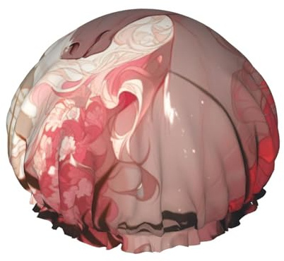 YHBLYKXP Einhörner roter Druck, verstellbare doppellagige Duschhaube, wiederverwendbare Damen-Duschhaube für Spa-Salons