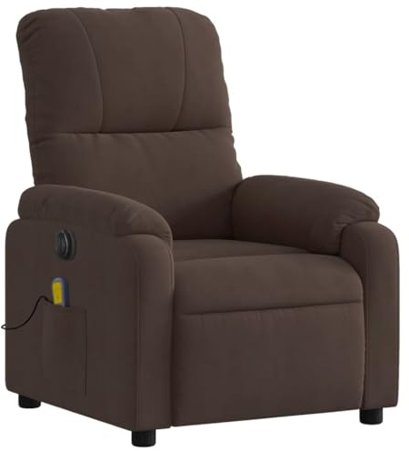 KOIECETA Massagesessel Sessel Elektrisch Relaxsessel mit Liegefunktion Vibrationsfunktion Fernsehsessel Liegesessel Braun Mikrofasergewebe