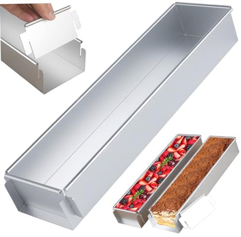 Weddflower Pan à gâteau rectangulaire 16.4x3, 9x2, 4 pouce Poule de tiramisu avec assiette de chicane amovible Pan à gâteau rectangle non cadré moule glacée facile nettoyer pour la cuisine