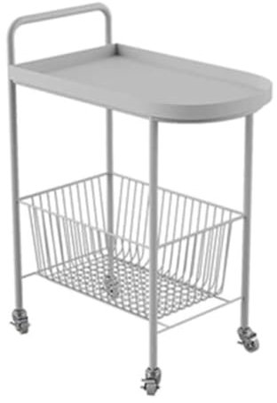 Carrito Baño Carrito De Almacenamiento De Cocina De 2 Niveles con Ruedas, Carrito De Almacenamiento Móvil De Metal con Ruedas para El Hogar Y El Hotel Carrito Verdulero para Cocina(White)