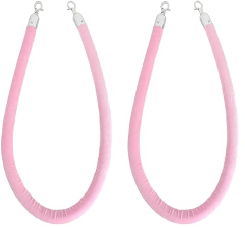 Corde de Guidage, Cordon Séparation, Corde de velours rose clair, cordes de chandelier, barrières de corde VIP, anniversaire/mariage/tapis rouge, 2 pièces(Silver Hook,2m/6.6ft)