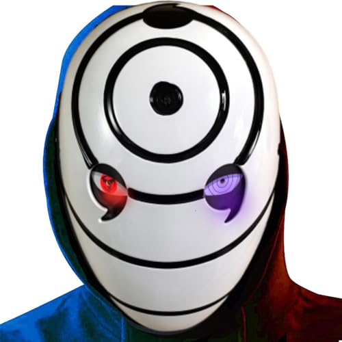 Funjoyz Led Uchihaas Masque Halloween Obitoos,Masque Horreur Universel Halloween pour Adultes hommes femmes,3 Effets De LumièRe,Carnaval,Mascarade,Cosplay,A3